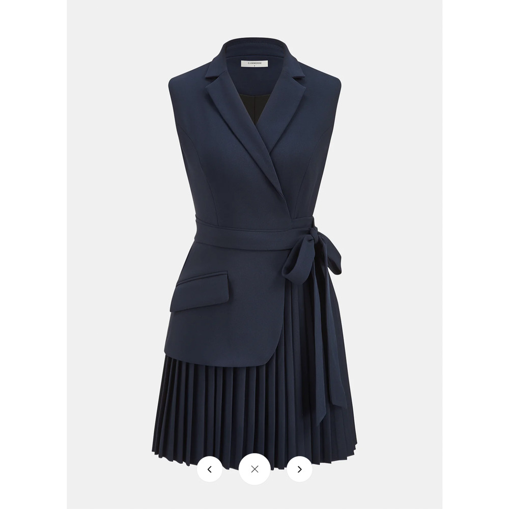 Copied - NWT Commense Belted Pleated Sleeveless Blazer Dress Sz M - Picture 3 of 6